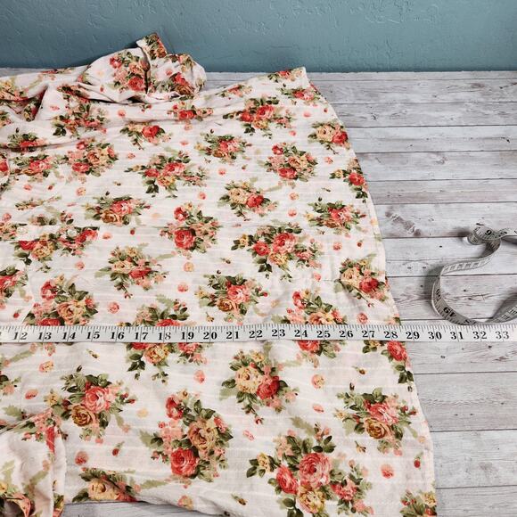 Dress Barn Floral 3/4 Roll Tab Sleeve Blouse Size 22/24 - Picture 8 of 9